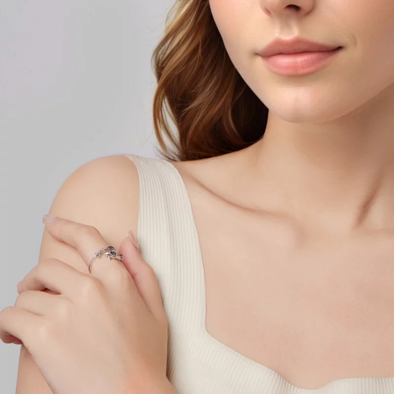 (image pour) Bague Ouverte Poissons en Argent 925 Sterling Pandora Style avec Verre et Oxydat - Afficher 7