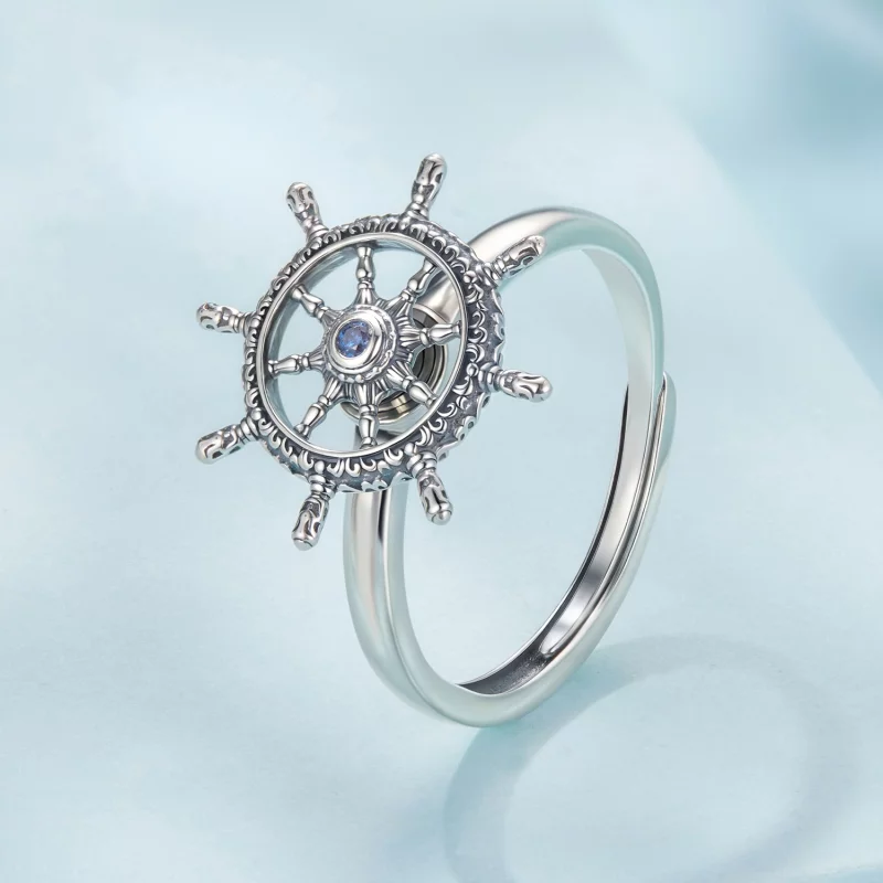(image pour) Bague Ouverte Roue de Navire en Argent 925 Pandora Style - Zircone Oxyde Ajustab - Afficher 2