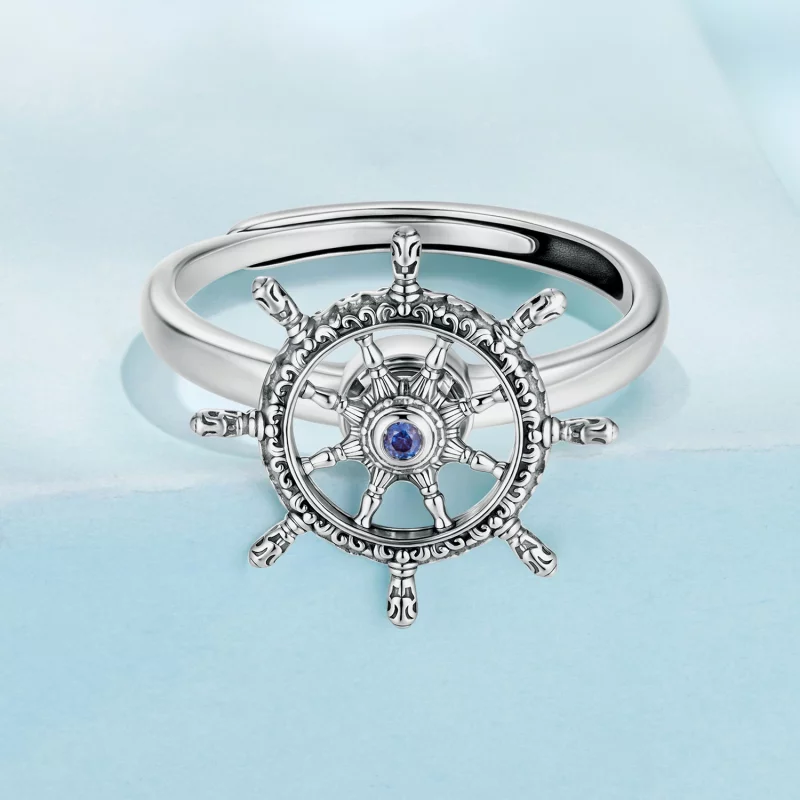 (image pour) Bague Ouverte Roue de Navire en Argent 925 Pandora Style - Zircone Oxyde Ajustab - Afficher 3