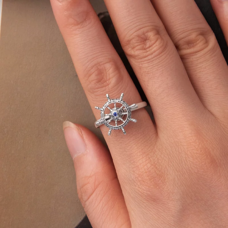 (image pour) Bague Ouverte Roue de Navire en Argent 925 Pandora Style - Zircone Oxyde Ajustab - Afficher 4