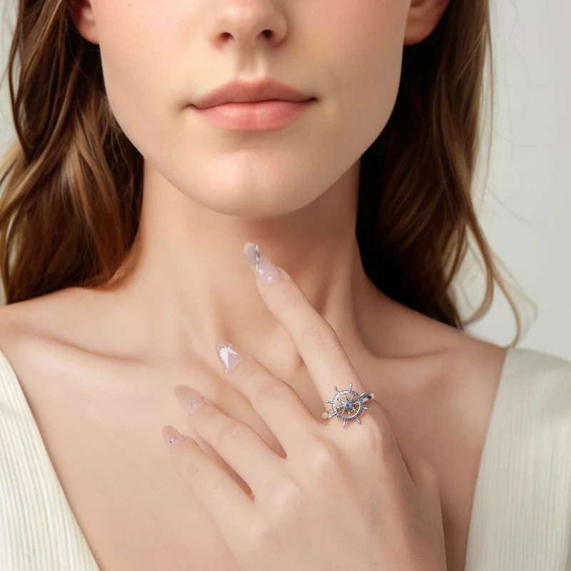 (image pour) Bague Ouverte Roue de Navire en Argent 925 Pandora Style - Zircone Oxyde Ajustab - Afficher 7