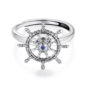 Bague Ouverte Roue de Navire en Argent 925 Pandora Style - Zircone Oxyde Ajustable - SCR1141-E (image pour) Bague Ouverte Roue de Navire en Argent 925 Pandora Style - Zircone Oxyde Ajustable - SCR1141-E