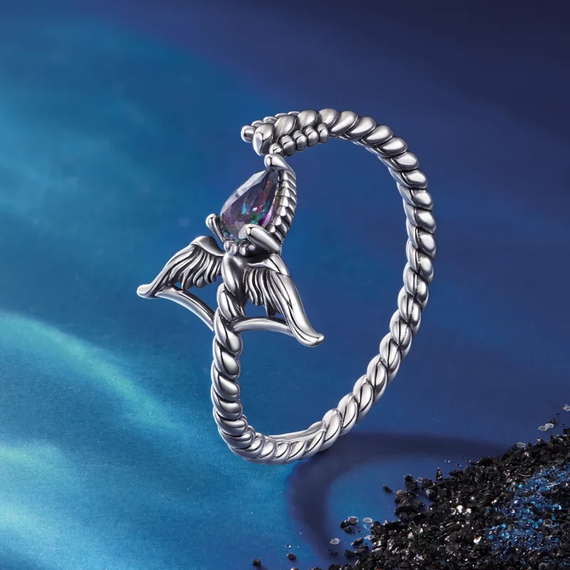 (image pour) Bague Ouverte Sagittaire en Argent 925 Pandora Style avec Verre et Oxydation - S - Afficher 2