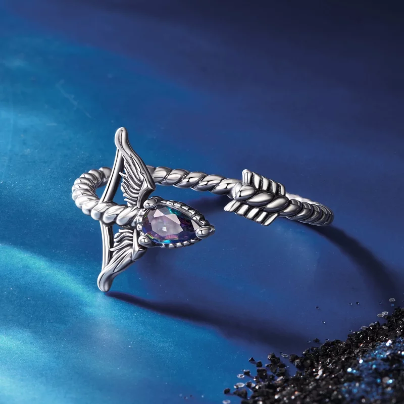 (image pour) Bague Ouverte Sagittaire en Argent 925 Pandora Style avec Verre et Oxydation - S - Afficher 3