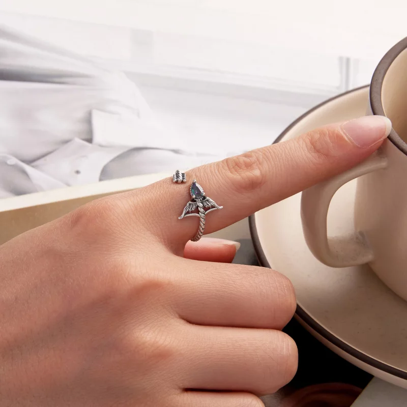 (image pour) Bague Ouverte Sagittaire en Argent 925 Pandora Style avec Verre et Oxydation - S - Afficher 5