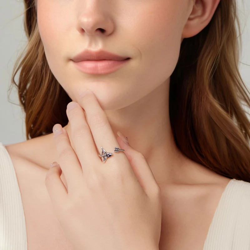 (image pour) Bague Ouverte Sagittaire en Argent 925 Pandora Style avec Verre et Oxydation - S - Afficher 6