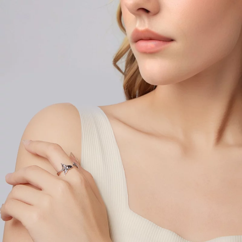 (image pour) Bague Ouverte Sagittaire en Argent 925 Pandora Style avec Verre et Oxydation - S - Afficher 7