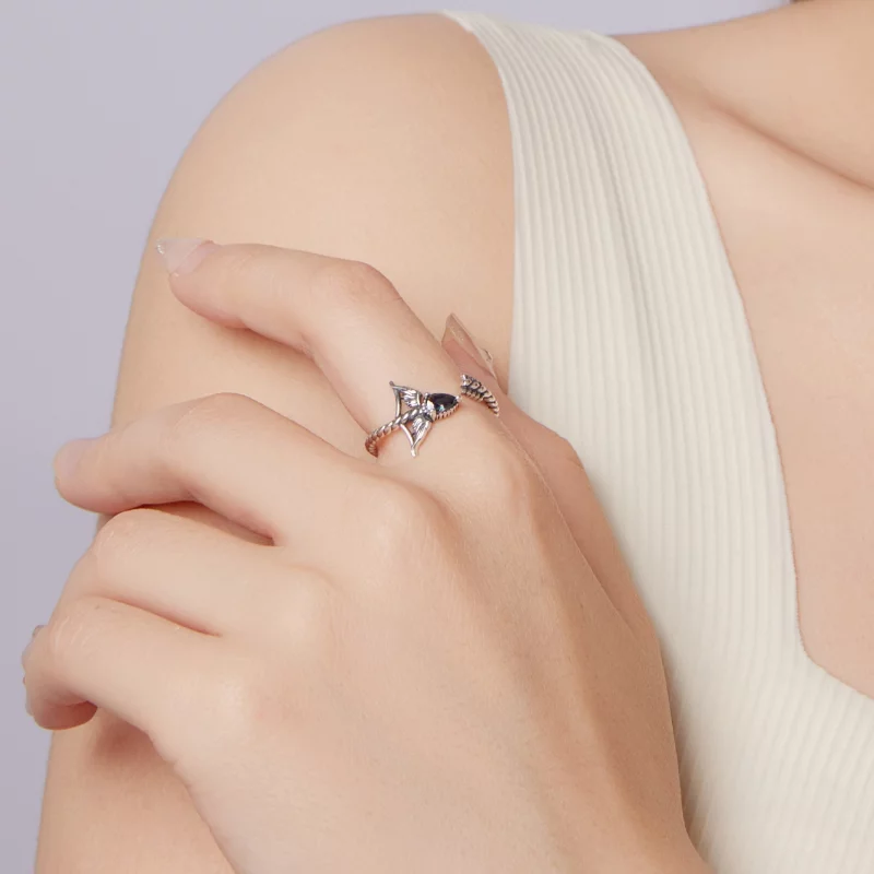 (image pour) Bague Ouverte Sagittaire en Argent 925 Pandora Style avec Verre et Oxydation - S - Afficher 9