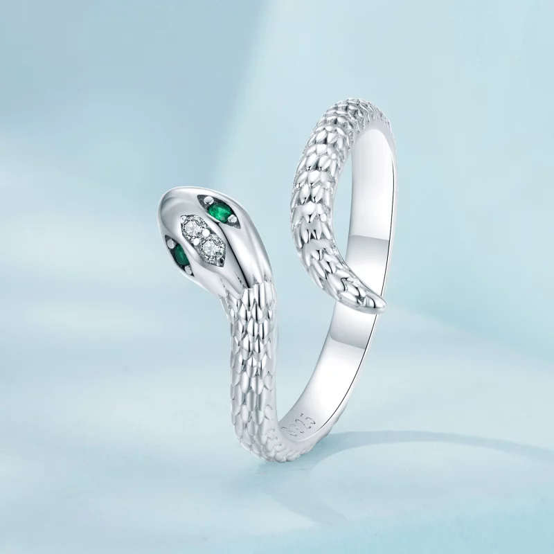 (image pour) Bague Serpent Ouverte Style Pandora - Argent 925 Sterling avec Zirconium Cubique - Afficher 2