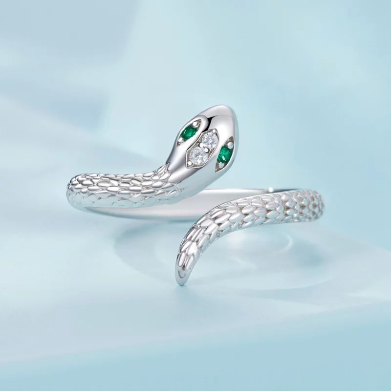 (image pour) Bague Serpent Ouverte Style Pandora - Argent 925 Sterling avec Zirconium Cubique - Afficher 4