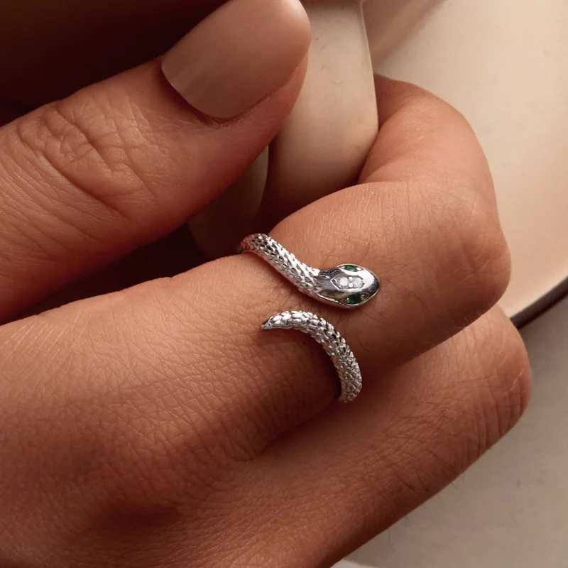 (image pour) Bague Serpent Ouverte Style Pandora - Argent 925 Sterling avec Zirconium Cubique - Afficher 7