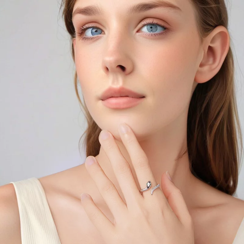 (image pour) Bague Serpent Ouverte Style Pandora - Argent 925 Sterling avec Zirconium Cubique - Afficher 11
