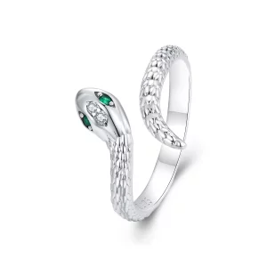 (image pour) Bague Serpent Ouverte Style Pandora - Argent 925 Sterling avec Zirconium Cubique et Placage Platine - SCR980-E