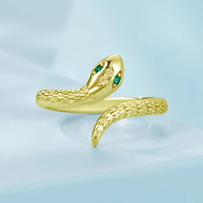 (image pour) Bague ouverte serpentine style Pandora - Argent 925 avec zirconium cubique et pl - Afficher 3