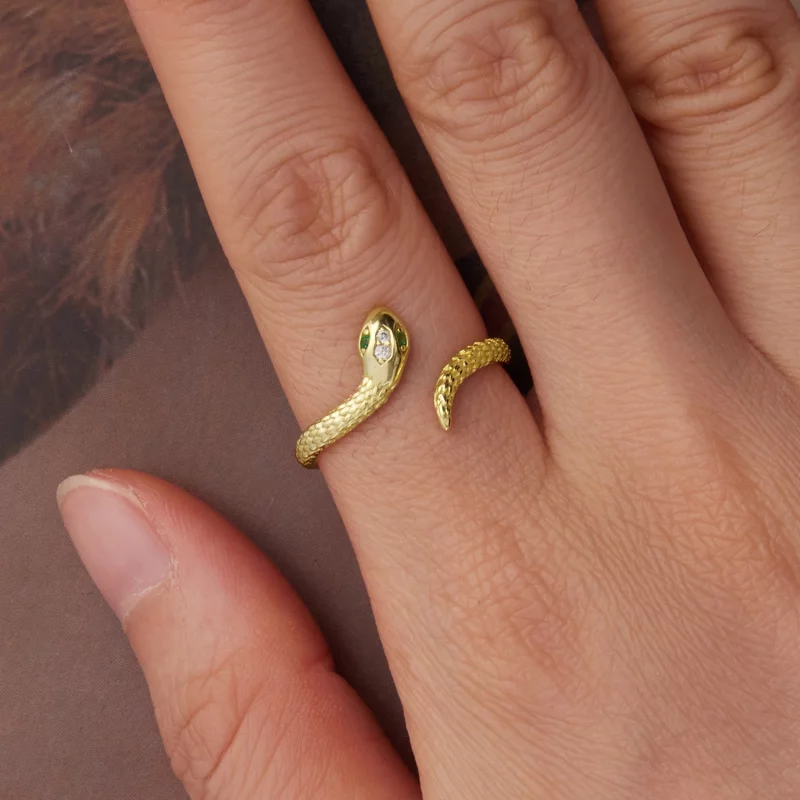 (image pour) Bague ouverte serpentine style Pandora - Argent 925 avec zirconium cubique et pl - Afficher 4