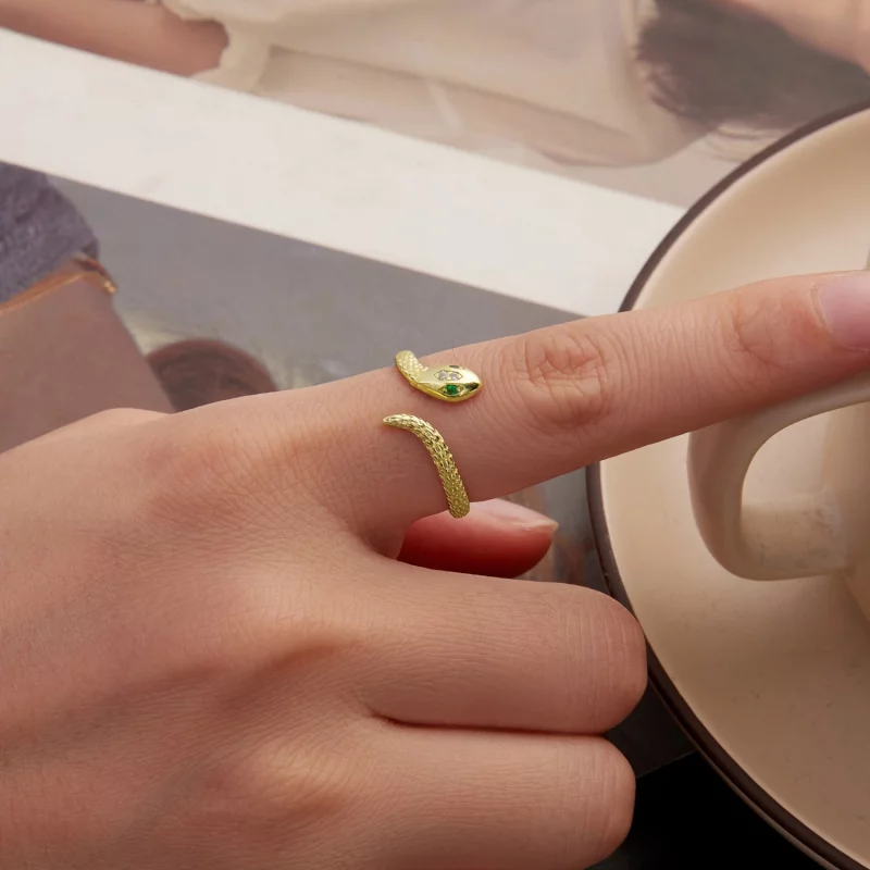 (image pour) Bague ouverte serpentine style Pandora - Argent 925 avec zirconium cubique et pl - Afficher 5