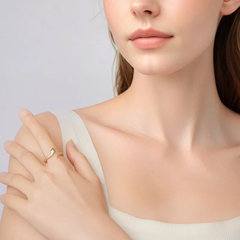 (image pour) Bague ouverte serpentine style Pandora - Argent 925 avec zirconium cubique et pl - Afficher 6