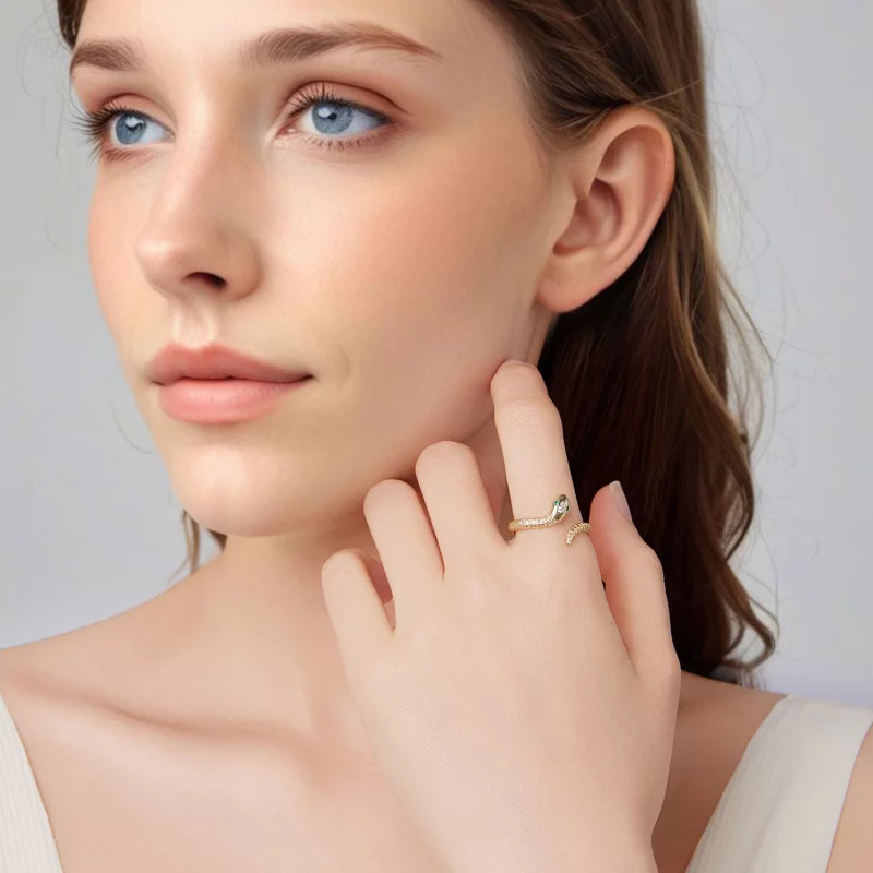 (image pour) Bague ouverte serpentine style Pandora - Argent 925 avec zirconium cubique et pl - Afficher 7