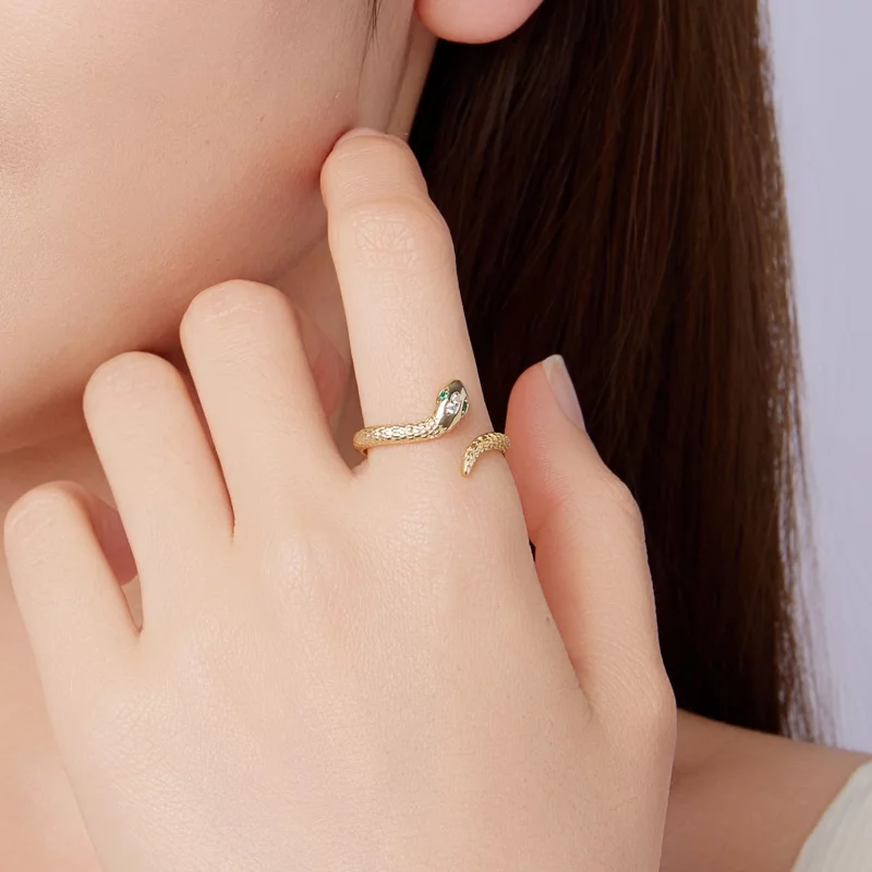 (image pour) Bague ouverte serpentine style Pandora - Argent 925 avec zirconium cubique et pl - Afficher 9
