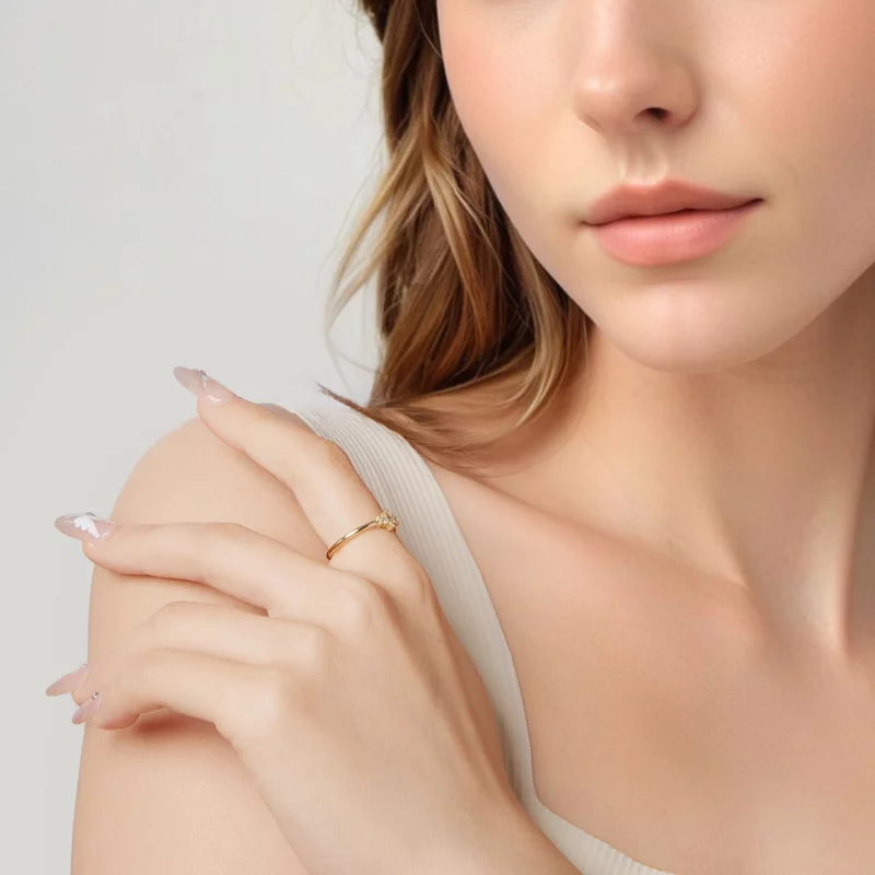 (image pour) Bague solitaire Pandora Style en argent 925 zircon marquise plaqué or - ajustabl - Afficher 11