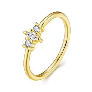 Bague solitaire Pandora Style en argent 925 zircon marquise plaqué or - ajustable - SCR1142 (image pour) Bague solitaire Pandora Style en argent 925 zircon marquise plaqué or - ajustable - SCR1142