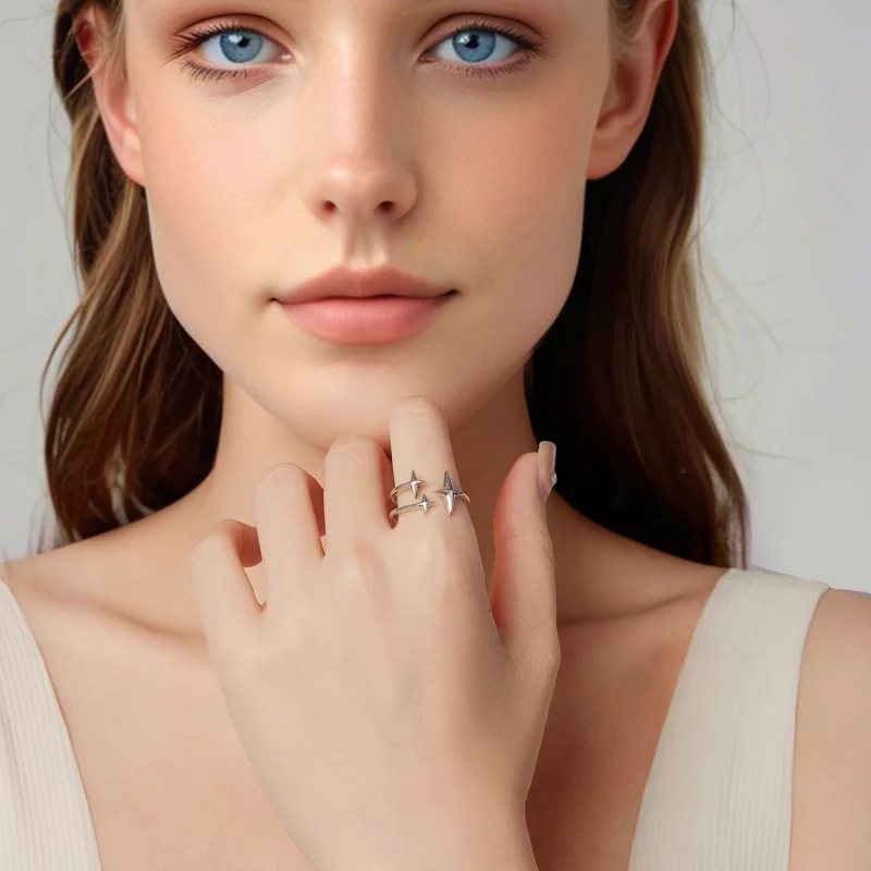 (image pour) Bague ouverte Starlight en argent 925 oxydé Pandora Style - BSR693-E - Afficher 6