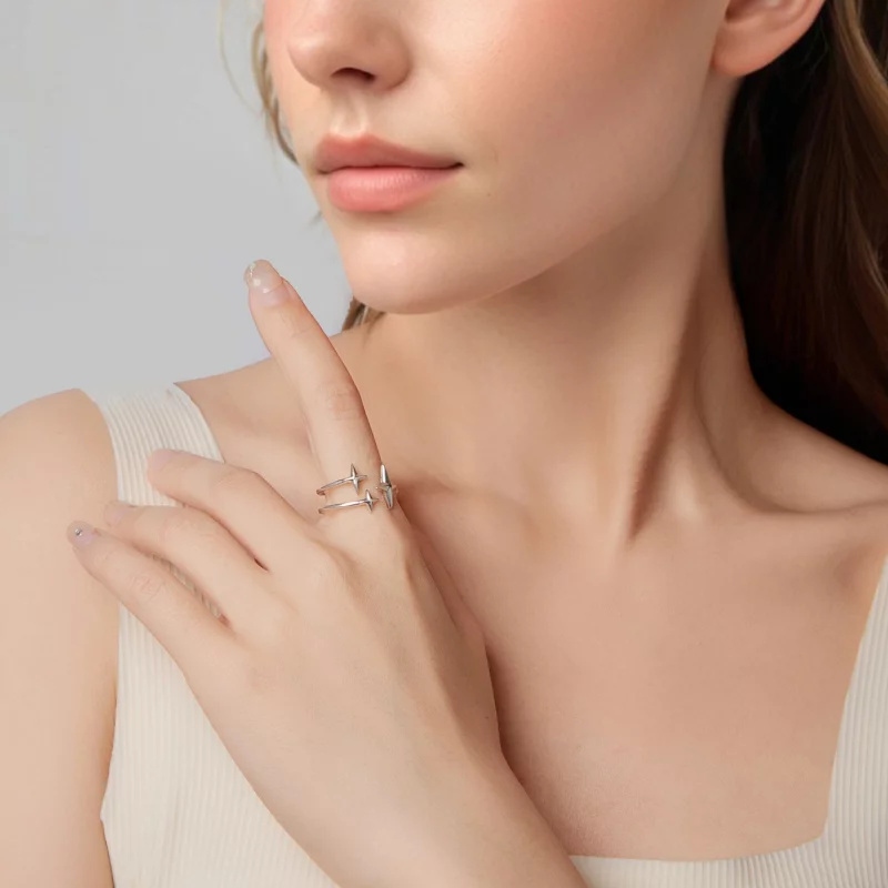(image pour) Bague ouverte Starlight en argent 925 oxydé Pandora Style - BSR693-E - Afficher 7