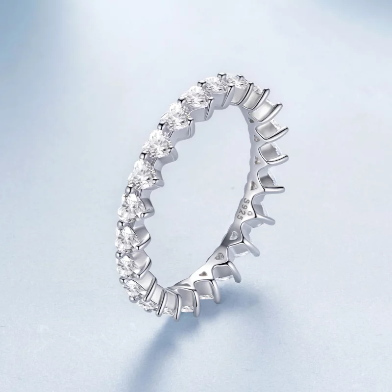 (image pour) Bague éternité Cœur en Zircon Cubique Style Pandora - Argent 925 plaqué Or Blanc - Afficher 2