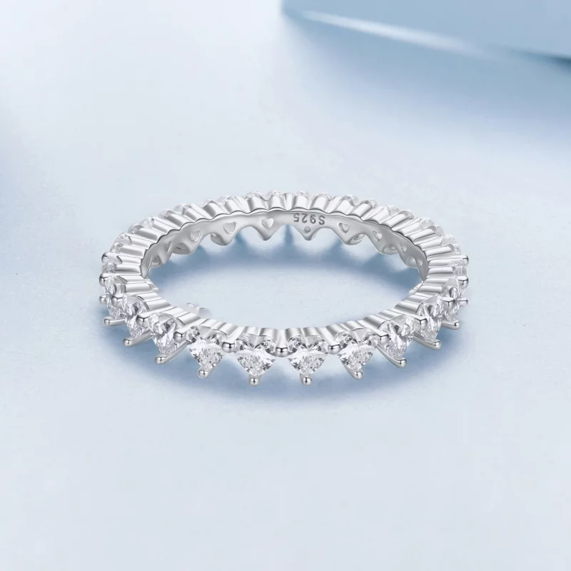 (image pour) Bague éternité Cœur en Zircon Cubique Style Pandora - Argent 925 plaqué Or Blanc - Afficher 3