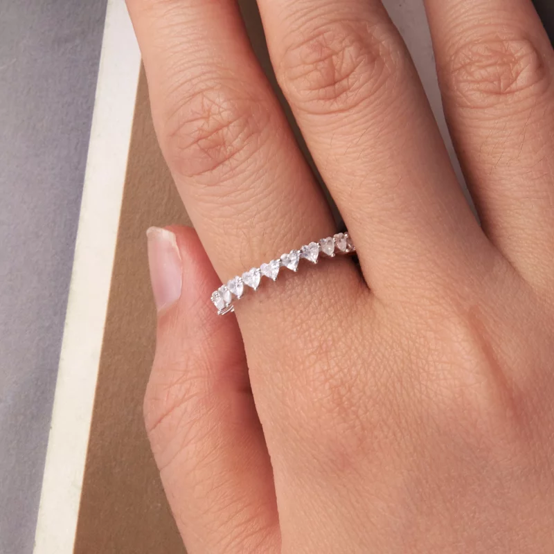 (image pour) Bague éternité Cœur en Zircon Cubique Style Pandora - Argent 925 plaqué Or Blanc - Afficher 4