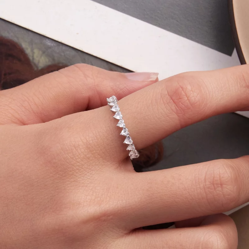 (image pour) Bague éternité Cœur en Zircon Cubique Style Pandora - Argent 925 plaqué Or Blanc - Afficher 5