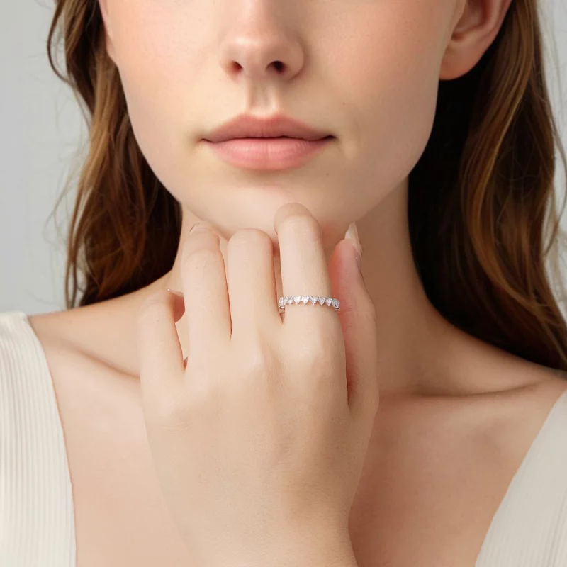 (image pour) Bague éternité Cœur en Zircon Cubique Style Pandora - Argent 925 plaqué Or Blanc - Afficher 6