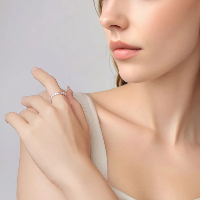 (image pour) Bague éternité Cœur en Zircon Cubique Style Pandora - Argent 925 plaqué Or Blanc - Afficher 7