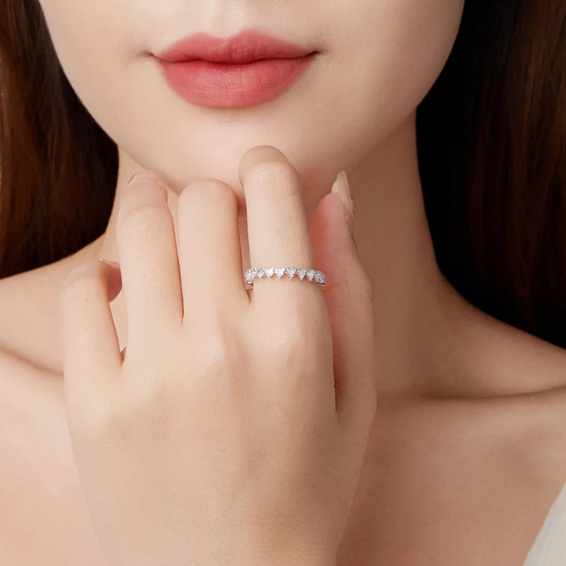 (image pour) Bague éternité Cœur en Zircon Cubique Style Pandora - Argent 925 plaqué Or Blanc - Afficher 8