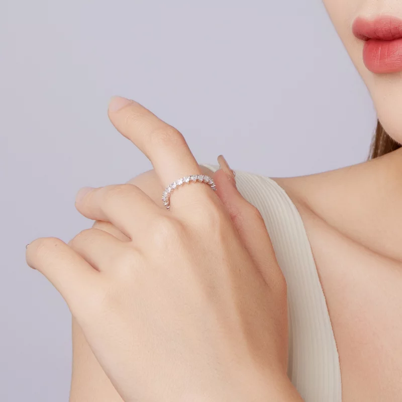 (image pour) Bague éternité Cœur en Zircon Cubique Style Pandora - Argent 925 plaqué Or Blanc - Afficher 9