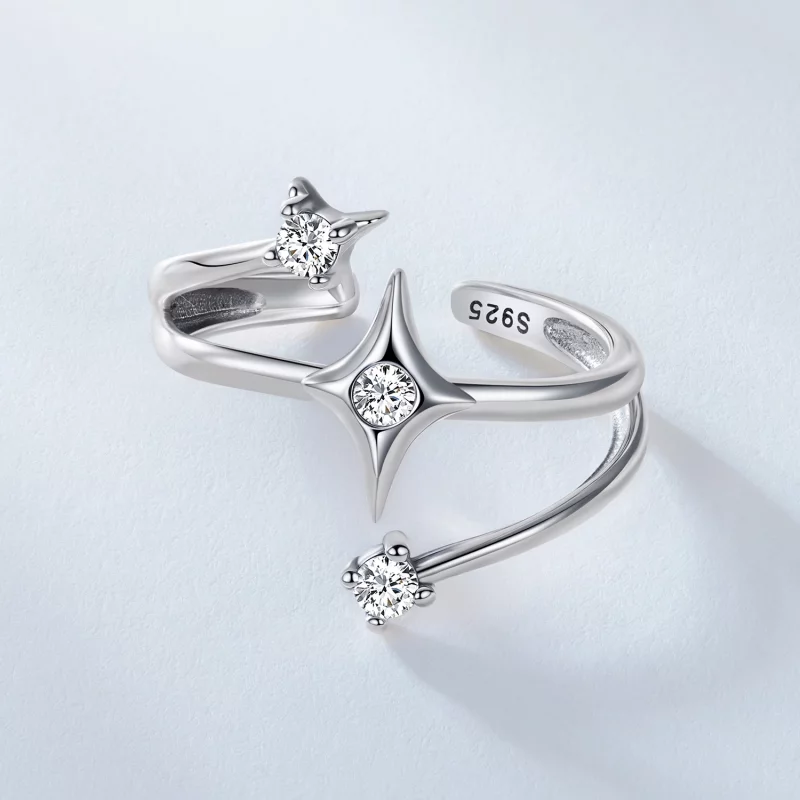 (image pour) Bague ouverte étoile Pandora en argent 925 zircone et finition oxydée - BSR675-E - Afficher 3