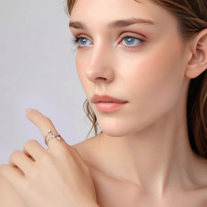 (image pour) Bague ouverte étoile Pandora en argent 925 zircone et finition oxydée - BSR675-E - Afficher 7