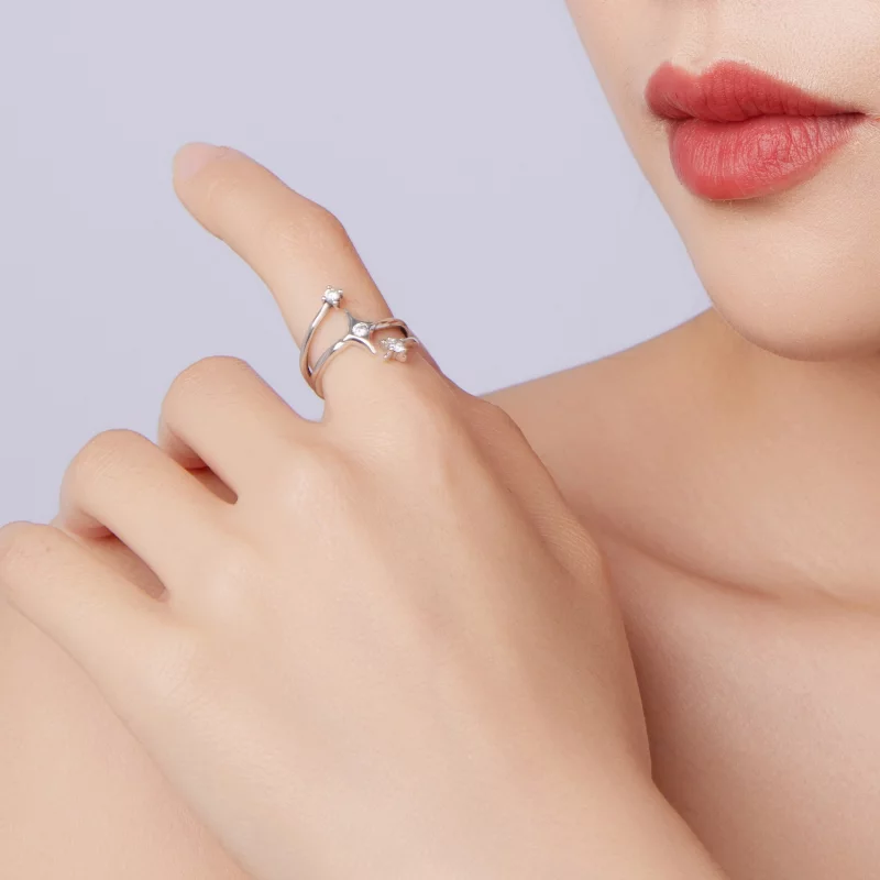 (image pour) Bague ouverte étoile Pandora en argent 925 zircone et finition oxydée - BSR675-E - Afficher 9