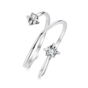 (image pour) Bague Ouverte Étoile Pandora en Argent 925 Zircone Oxydée Ajustable - SCR1146-E