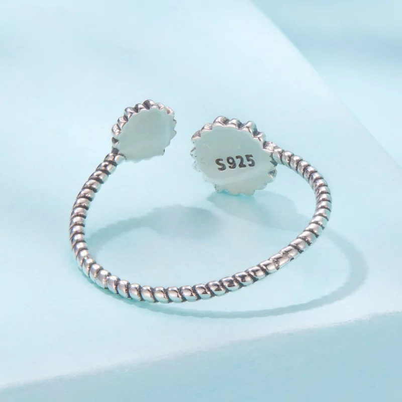 (image pour) Bague Ouverte Tournesol Turquoise en Argent 925 Pandora Style - SCR1137-E - Afficher 4