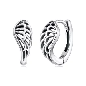(image pour) Boucles d'oreilles Huggie Ailes en Argent Sterling Pandora avec Finition Oxydée - SCE1890
