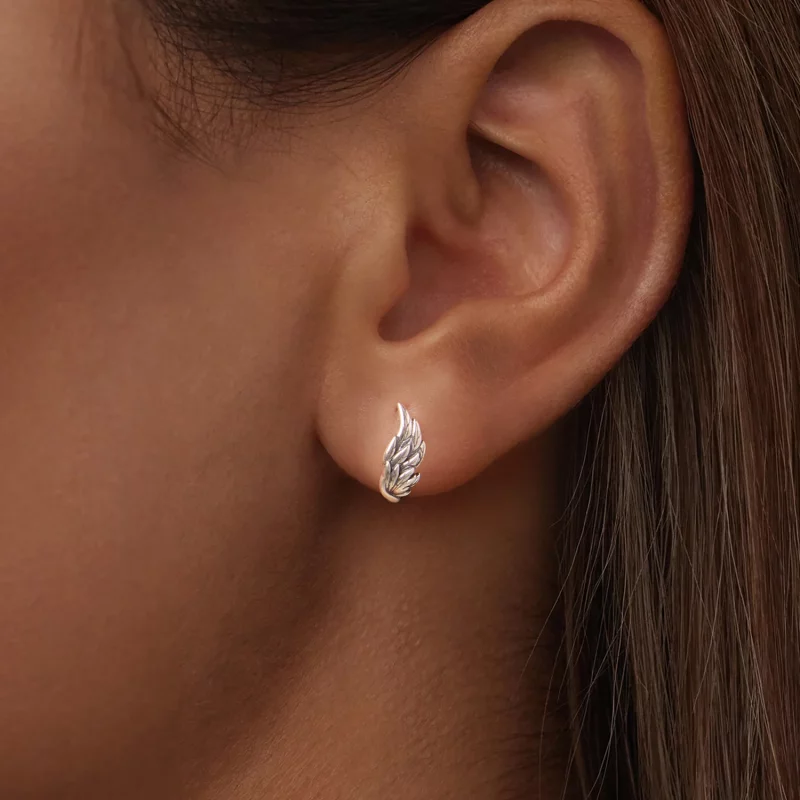 (image pour) Pandora Style 925 Argent Sterling Plaqué Or Blanc Créoles d'Oreille Ailées - SCE - Afficher 3