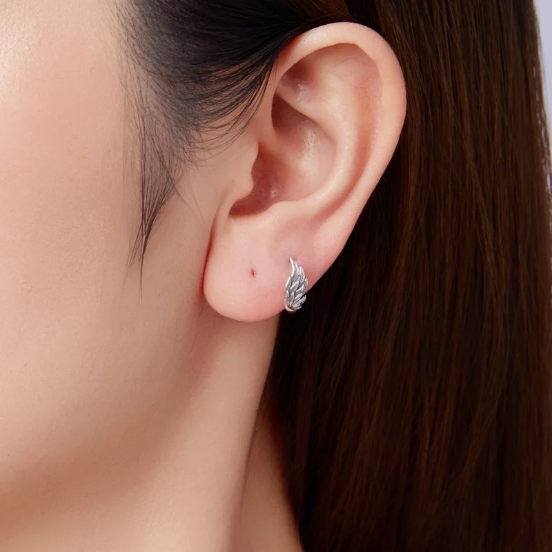 (image pour) Pandora Style 925 Argent Sterling Plaqué Or Blanc Créoles d'Oreille Ailées - SCE - Afficher 6