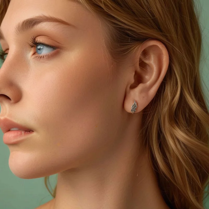 (image pour) Pandora Style 925 Argent Sterling Plaqué Or Blanc Créoles d'Oreille Ailées - SCE - Afficher 11