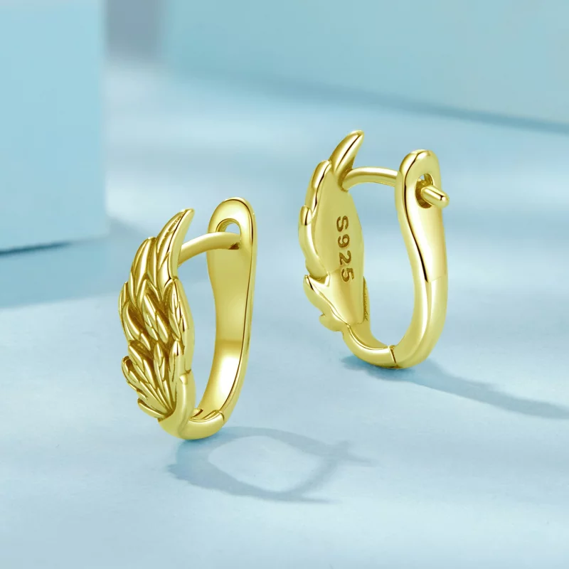 (image pour) Pandora Style Climbers d'Oreille Ailes en Argent 925 plaqué or - SCE1795-B - Afficher 3