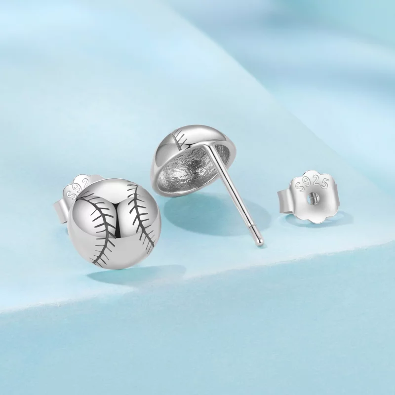 (image pour) Boucles d'oreilles à clous Baseball en argent 925 oxydé style Pandora - SCE1907 - Afficher 2