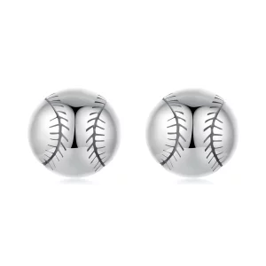 (image pour) Boucles d'oreilles à clous Baseball en argent 925 oxydé style Pandora - SCE1907