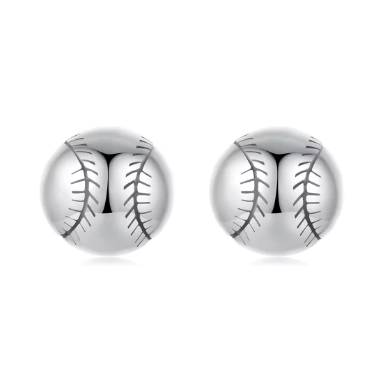(image pour) Boucles d'oreilles à clous Baseball en argent 925 oxydé style Pandora - SCE1907