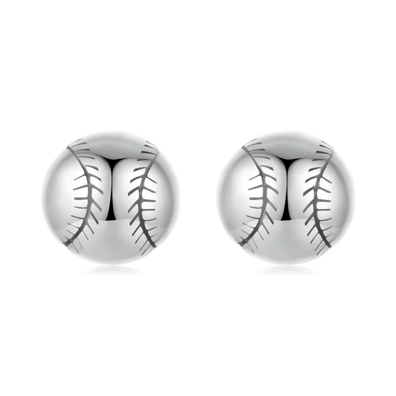 (image pour) Boucles d'oreilles à clous Baseball en argent 925 oxydé style Pandora - SCE1907