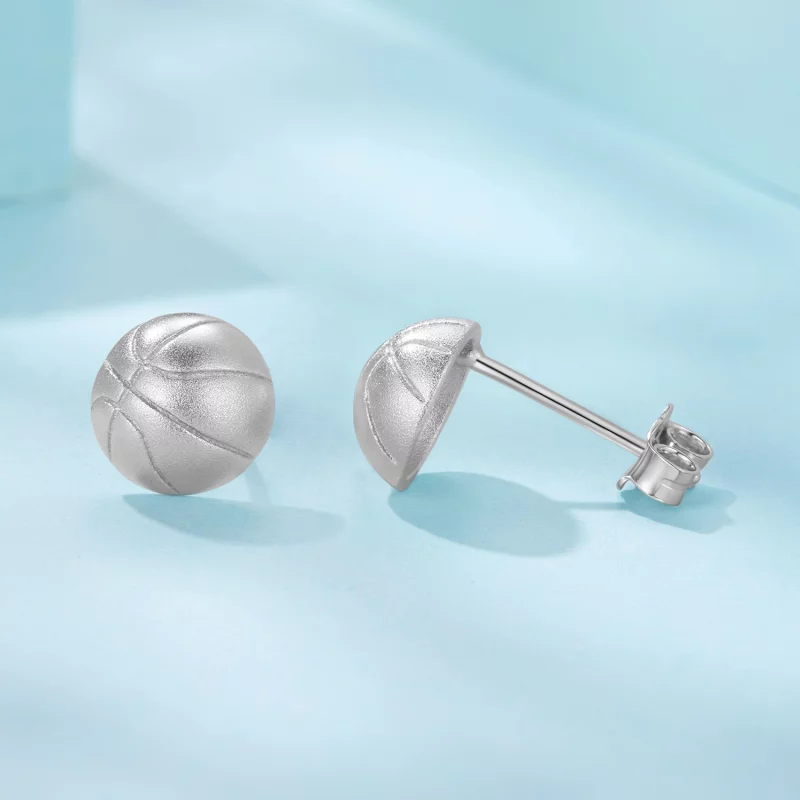(image pour) Boucles d'oreilles à clous basketball en argent 925 plaqué platine Pandora Style - Afficher 4